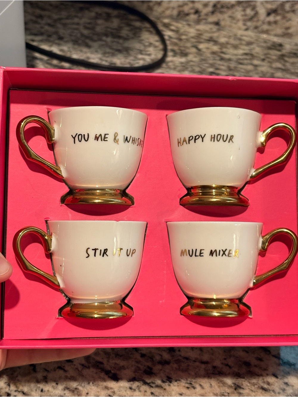 Grace White Ceramic Espresso Cup Set with Gold Accents (4-Pack)